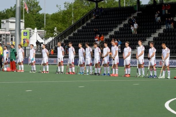Team of England before match start during the Euro Hockey Championships Men match between England and Belgium at Wagener Stadion on June 12, 2021 in...