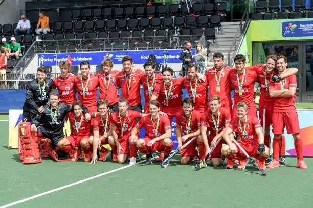 Team Belgium winner of the third place during the Euro Hockey Championships Men match between England and Belgium at Wagener Stadion on June 12, 2021...