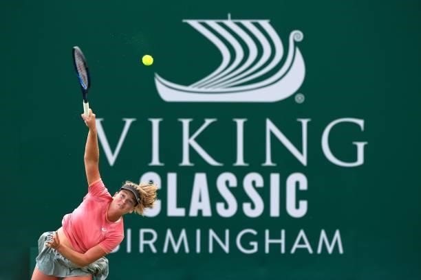 Coco Vandeweghe of USA in action against Maria Camila Osorio Serrano of Colombia in qualifying during the Viking Classic Birmingham at Edgbaston...
