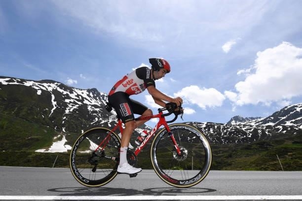Kobe Goossens of Belgium and Team Lotto Soudal during the 84th Tour de Suisse 2021, Stage 7 a 23,2km Individual Time Trial stage from Disentis-Sedrun...