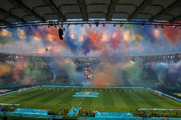 General view of the UEFA Euro 2020 opening act during the UEFA Euro 2020 Group A match between Turkey and Italy at Stadio Olympico on June 11, 2021...