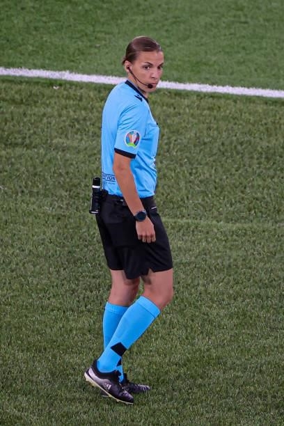 4th official Stephanie Frappart during the UEFA Euro 2020 Group A match between Turkey and Italy at Stadio Olympico on June 11, 2021 in Rome, Italy