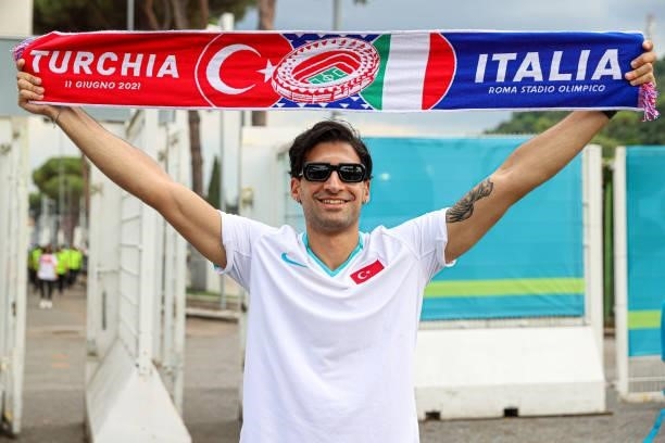 Fan of Turkey before the match during the UEFA Euro 2020 Group A match between Turkey and Italy at Stadio Olympico on June 11, 2021 in Rome, Italy