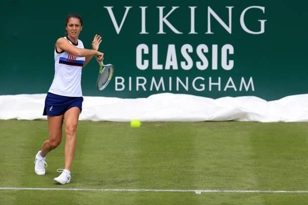 Giulia Gatto-Monticone of Italy in action against Martina Di Giuseppe of Italy in qualifying during the Viking Classic Birmingham at Edgbaston Priory...