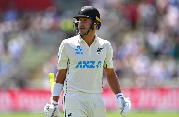 New Zealand batsman Neil Wagner leaves the field after being bowled by James Anderson for 0 during day three of the second LV= Insurance Test Match...