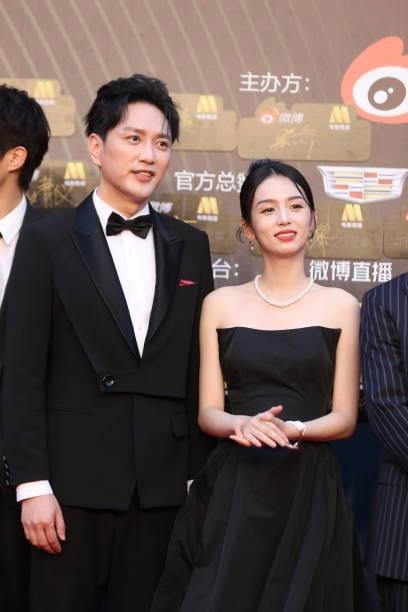 Actor Wang Renjun and actress Zhou Ye attend 2021 Weibo Movie Awards Ceremony on June 12, 2021 in Shanghai, China.