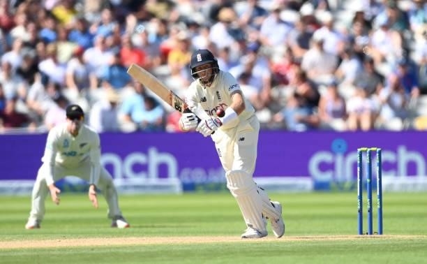 England batsman Joe Root in batting action during day three of the second LV= Insurance Test Match between England and New Zealand at Edgbaston on...