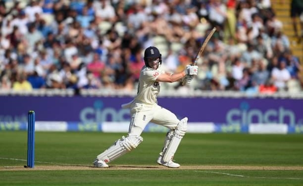 England batsman Ollie Pope in batting action during day three of the second LV= Insurance Test Match between England and New Zealand at Edgbaston on...