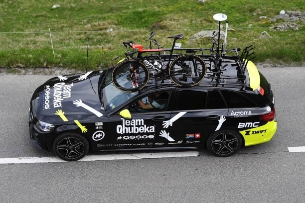 Car of Team Qhubeka Assos during the 84th Tour de Suisse 2021, Stage 7 a 23,2km Individual Time Trial stage from Disentis-Sedrun to Andermatt / ITT /...