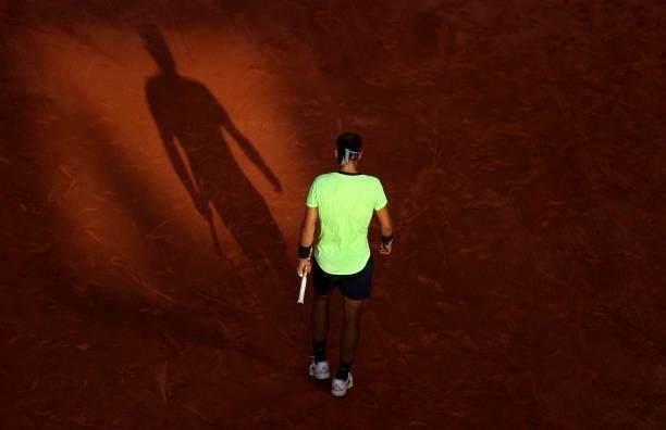 Rafael Nadal of Spain during his Men's Singles Semi Final match against Novak Djokovic of Serbia on day Thirteen of the 2021 French Open at Roland...