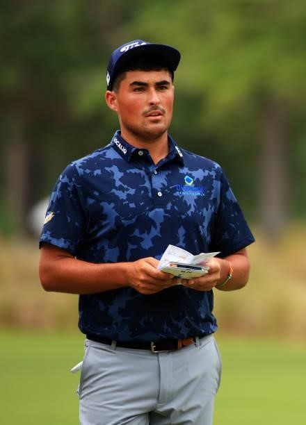 Bryson Nimmer prepares to play his shot on the 16h hole during the third round of the Palmetto Championship at Congaree on June 12, 2021 in...