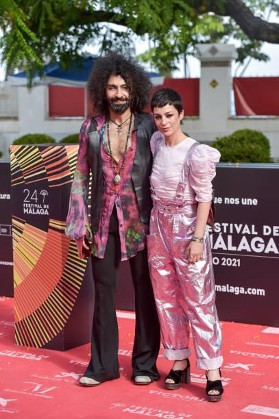 Ara Malikian and Nata Moreno attend 'Garcia Y Garcia' premiere during the 24th Malaga Film Festival at the Miramar Hotel on June 12, 2021 in Malaga,...