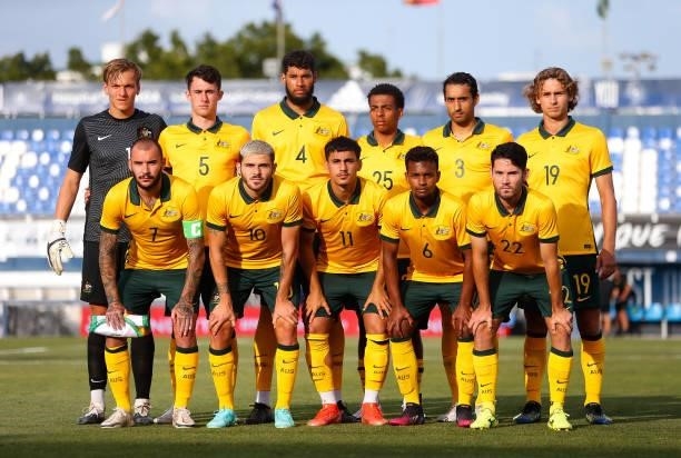 Players of Australia pose for a team photo prior to a International Friendly match between Mexico and Australia at Marbella Municipal Stadium on June...
