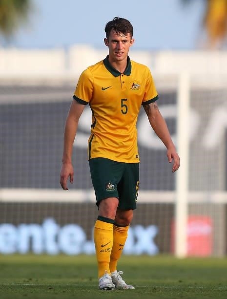 Dylan Ryan of Australia looks on during a International Friendly match between Mexico and Australia at Marbella Municipal Stadium on June 12, 2021 in...