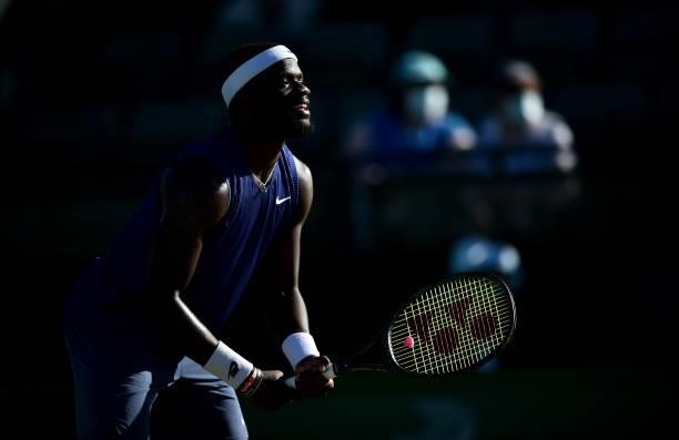 Frances Tiafore of United States looks on as he plays against Marius Copil of Romania during the men's semi-finals match on day eight of the Viking...