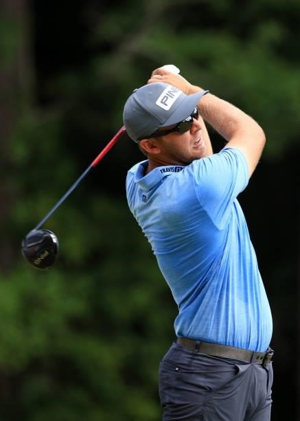 Seamus Power or Ireland plays his shot from the 12th tee during the third round of the Palmetto Championship at Congaree on June 12, 2021 in...