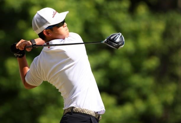 Tain Lee plays his shot from the 12th tee during the third round of the Palmetto Championship at Congaree on June 12, 2021 in Ridgeland, South...