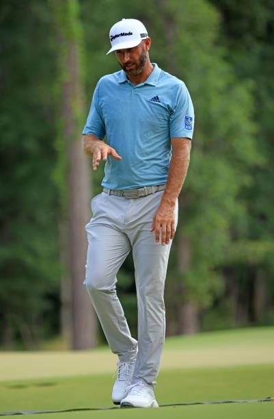 Dustin Johnson walks from the 11th hole during the third round of the Palmetto Championship at Congaree on June 12, 2021 in Ridgeland, South Carolina.