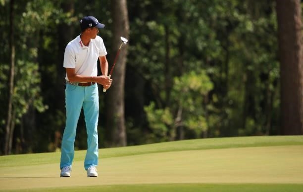 Chesson Hadley putts on the 11th hole during the third round of the Palmetto Championship at Congaree on June 12, 2021 in Ridgeland, South Carolina.