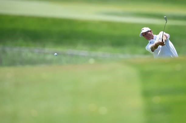 Jim Furyk hits his second shot on the fourth hole during the second round of the American Family Insurance Championship at University Ridge Golf...