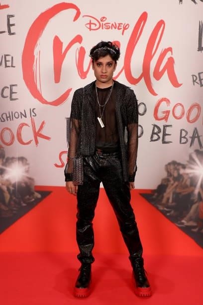 Sparkdise attends the “Cruella” Paris Gala Screening at cinema Le Grand Rex on June 11, 2021 in Paris, France.
