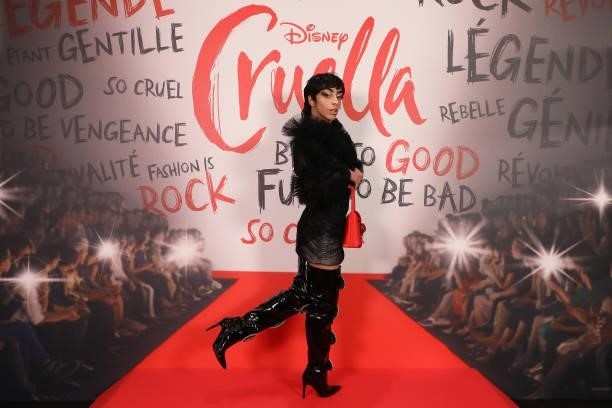 Bilal Hassani attends the “Cruella” Paris Gala Screening at cinema Le Grand Rex on June 11, 2021 in Paris, France.