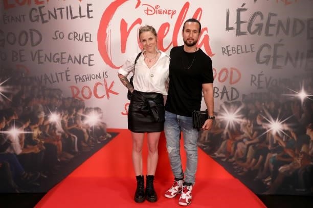Emy LTR and Odah Sama attend the “Cruella” Paris Gala Screening at cinema Le Grand Rex on June 11, 2021 in Paris, France.