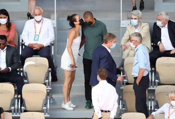 Tony Parker and his girlfriend Alize Lim attend day 13 of the 2021 Roland-Garros, French Open, a Grand Slam tennis tournament at Roland-Garros...