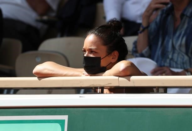 Alize Lim, girlfriend of Tony Parke attends day 13 of the 2021 Roland-Garros, French Open, a Grand Slam tennis tournament at Roland-Garros stadium on...