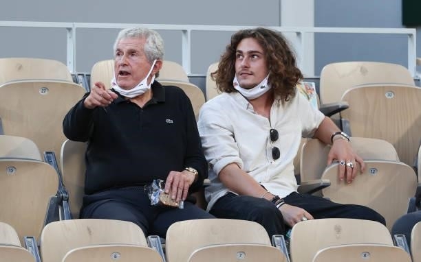 Claude Lelouch and grand-son Boaz Lelouch attend day 13 of the 2021 Roland-Garros, French Open, a Grand Slam tennis tournament at Roland-Garros...