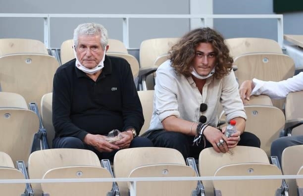 Claude Lelouch and grand-son Boaz Lelouch attend day 13 of the 2021 Roland-Garros, French Open, a Grand Slam tennis tournament at Roland-Garros...