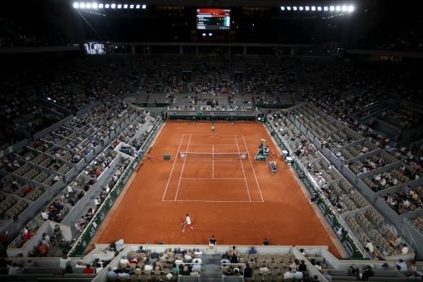 General view of Centre Court, Court Philippe-Chatrier during day 13 of the French Open 2021, Roland-Garros 2021, Grand Slam tennis tournament at...