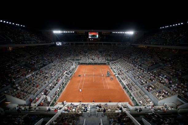 General view of Centre Court, Court Philippe-Chatrier during day 13 of the French Open 2021, Roland-Garros 2021, Grand Slam tennis tournament at...