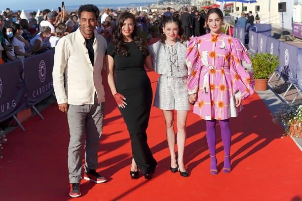 Lyes Salem, Kamir Aïnouz, Zoé Adjani and Amira Casar attends the red carpet closing ceremony of the 35th Cabourg Film Festival - Day Four on June 12,...
