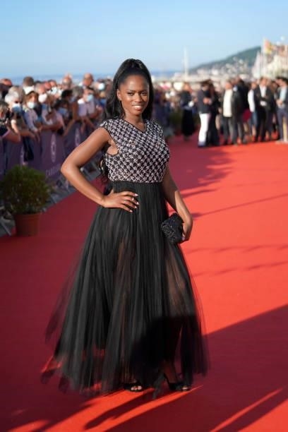 Maïmouna Doucouré attends the red carpet closing ceremony of the 35th Cabourg Film Festival - Day Four on June 12, 2021 in Cabourg, France.