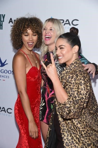 Actors Alexandra Shipp and Vanessa Hudgens with singer GG Magree attend the 2021 Tribeca Festival Premiere private screening of "Asking For It