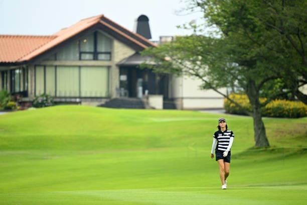 Hina Arakaki of Japan walks on the 15th fairway during the final round of the Ai Miyazato Suntory Ladies Open at Rokko Kokusai Golf Club on June 13,...