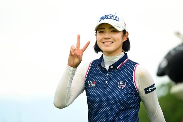 Rie Tsuji of Japan poses on the 14th hole during the final round of the Ai Miyazato Suntory Ladies Open at Rokko Kokusai Golf Club on June 13, 2021...