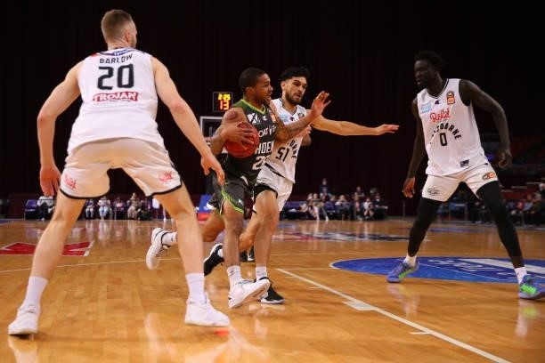Keifer Sykes of the Phoenix drives to the basket during game two of the NBL Semi-Final Series between the South East Melbourne Phoenix and Melbourne...