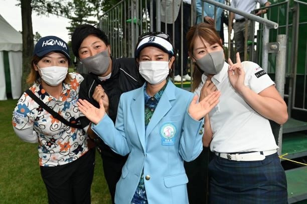 Tournament ambassador Ai Miyazato poses with Rumi Yoshiba , Haruka Kudo and Mami Fukuda following the final round of the Ai Miyazato Suntory Ladies...