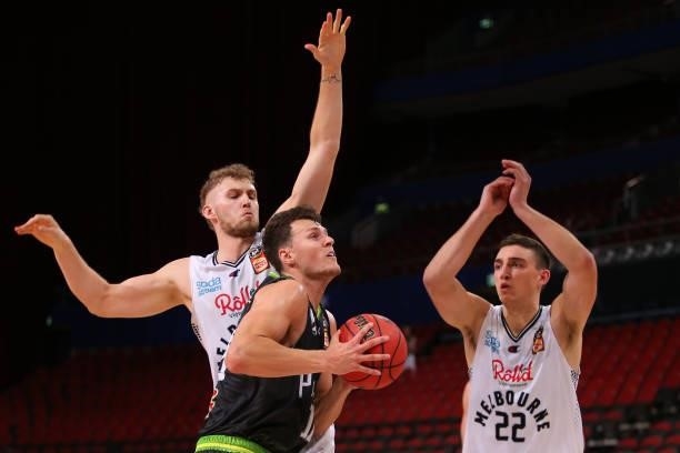 Yanni Wetzall of the Phoenix drives to the basket during game two of the NBL Semi-Final Series between the South East Melbourne Phoenix and Melbourne...