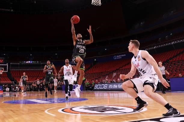 Keifer Sykes of the Phoenix lays up a shot during game two of the NBL Semi-Final Series between the South East Melbourne Phoenix and Melbourne United...