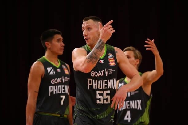Mitch Creek of the Phoenix reacts during game two of the NBL Semi-Final Series between the South East Melbourne Phoenix and Melbourne United at Qudos...