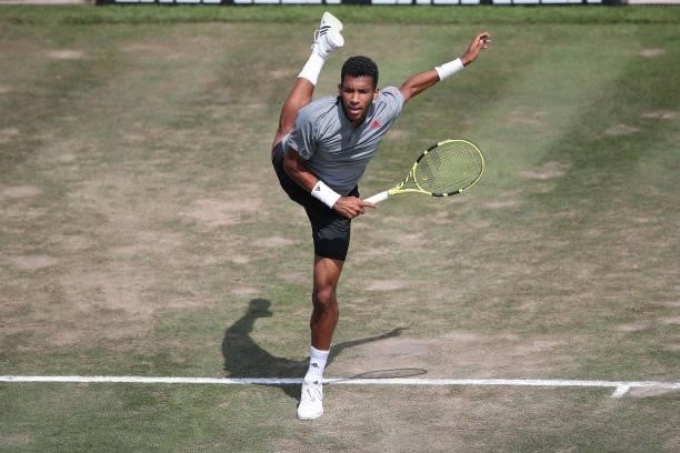 Felix Auger-Aliassime of Canada in action during his half-final match against Sam Querrey of United States of America during day 6 of the MercedesCup...