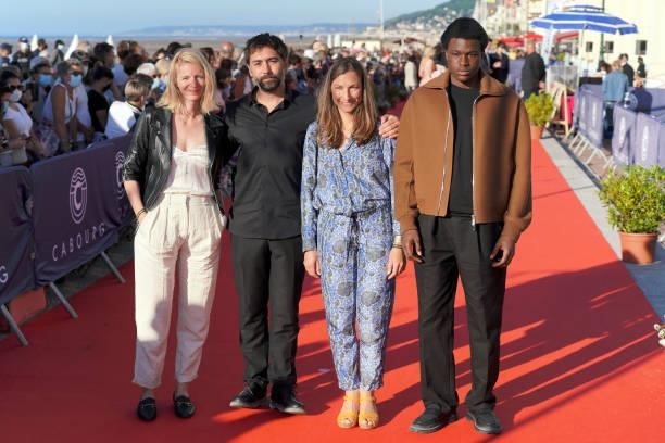 Guest, Jérémy Trouilh, Fanny Liatard, Alséni Bathily attend the 35th Cabourg Film Festival - Day Three on June 11, 2021 in Cabourg, France.