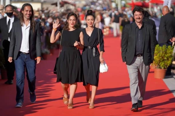 Julien Hilmoine , Laura Muller and Karine Gerard attend the red carpet of closing ceremony of the 35th Cabourg Film Festival - Day Four on June 12,...