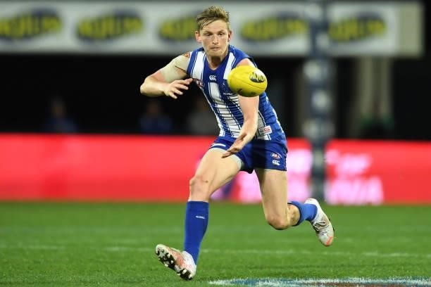 Jack Ziebell of the Kangaroos in action during the round 13 AFL match between the North Melbourne Kangaroos and the Greater Western Sydney Giants at...