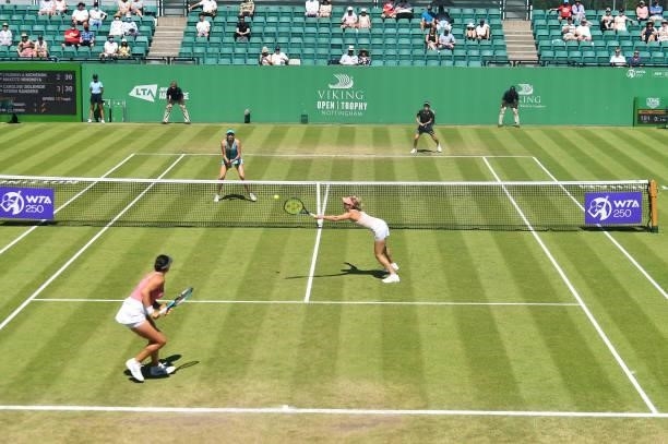 General view of the women’s doubles final between at Nottingham Tennis Centre on June 13, 2021 in Nottingham, England.