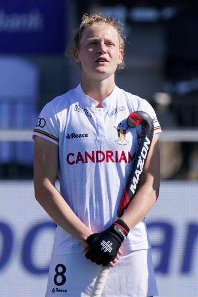 Emma Puvrez of Belgium during the Euro Hockey Championships Women match between Belgium and Spain at Wagener Stadion on June 13, 2021 in Amstelveen,...