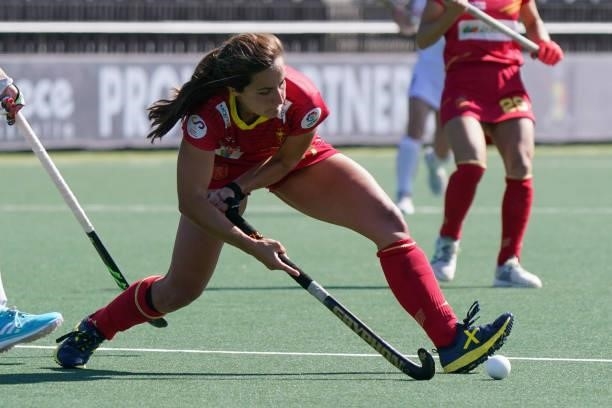 Lola Riera of Spain during the Euro Hockey Championships Women match between Belgium and Spain at Wagener Stadion on June 13, 2021 in Amstelveen,...
